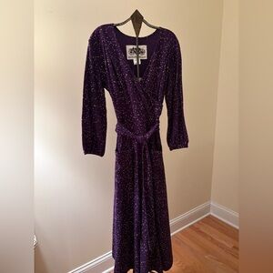 Effie's Heart Womens Deep Purple Long Sleeve Dress Size M